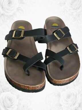 Maui Island Hampton Comfort Slide Sandals Black Size 10